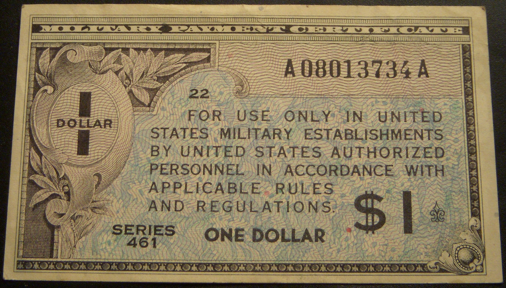 Series 461 - $1 Military Payment Certificate