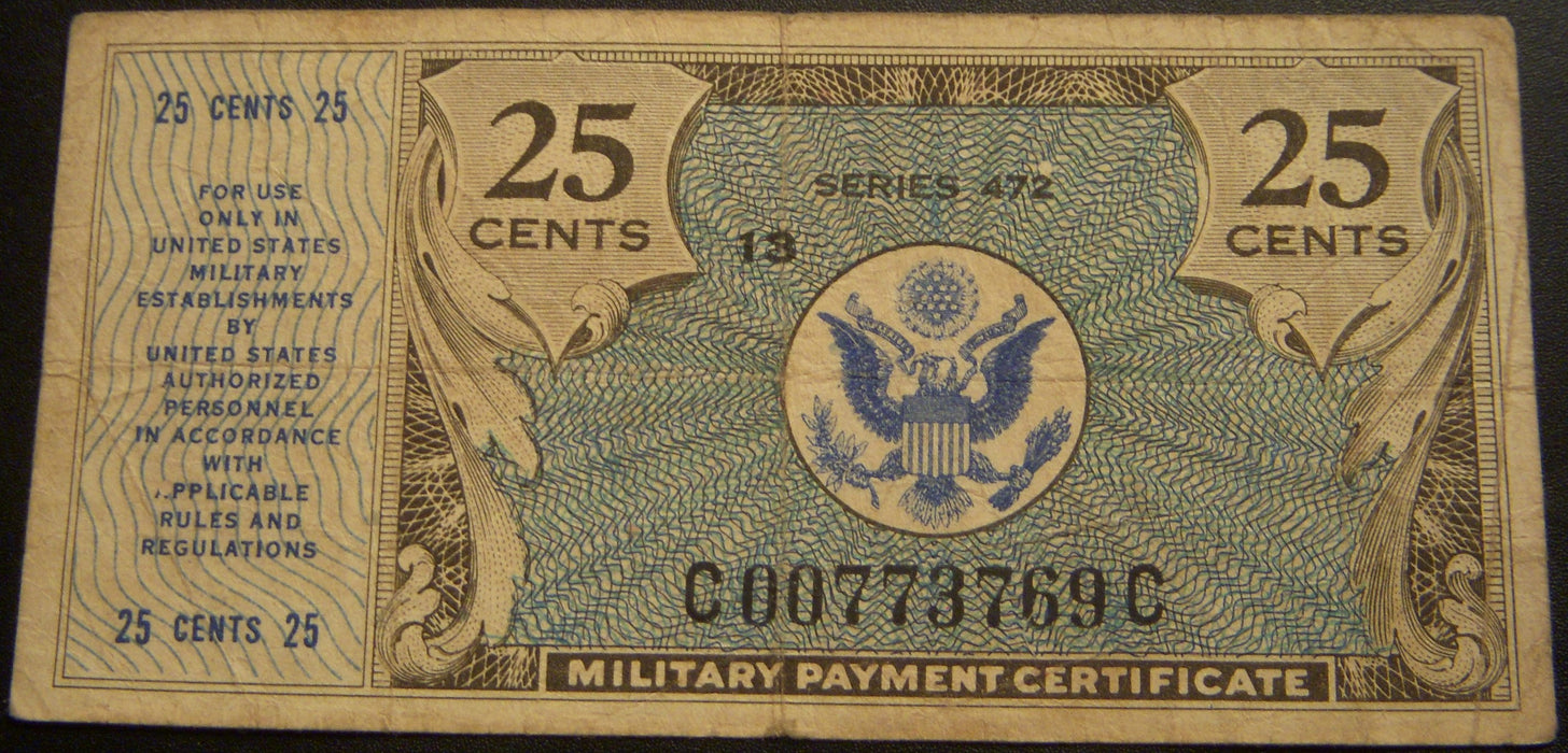 Series 472 - 25 Cents Military Payment Certificate