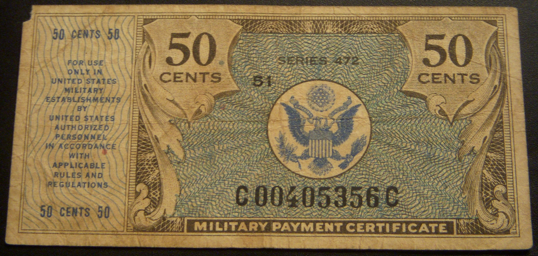 Series 472 - 50 Cents Military Payment Certificate