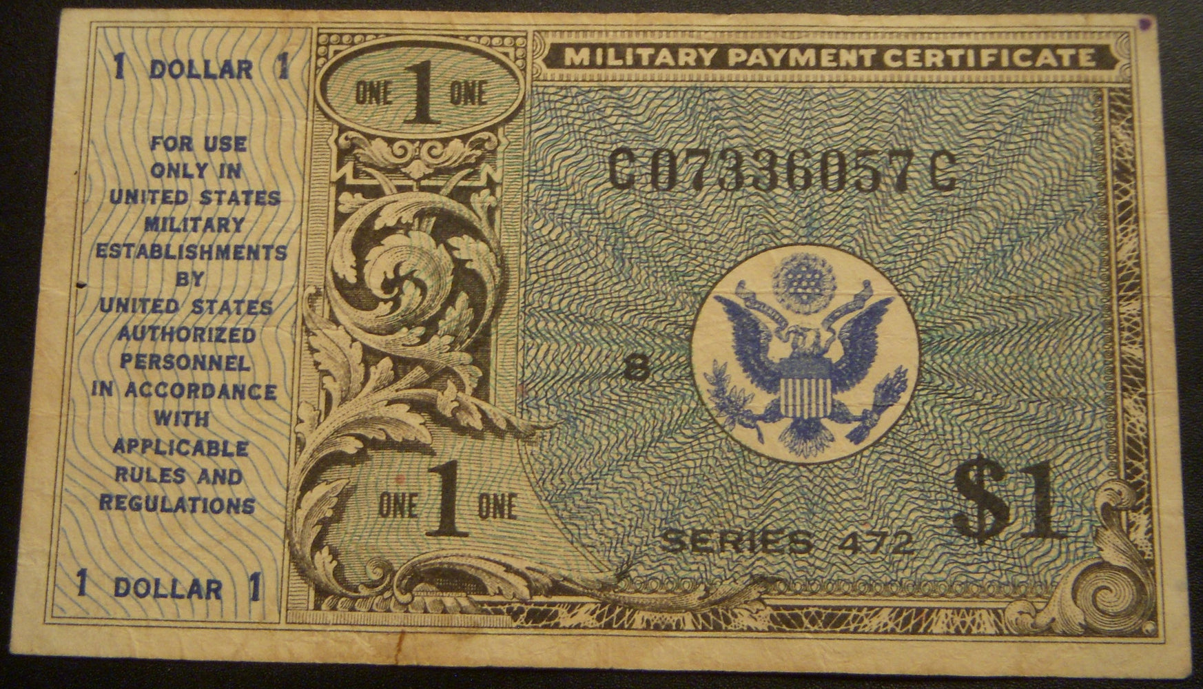 Series 472 - $1 Military Payment Certificate