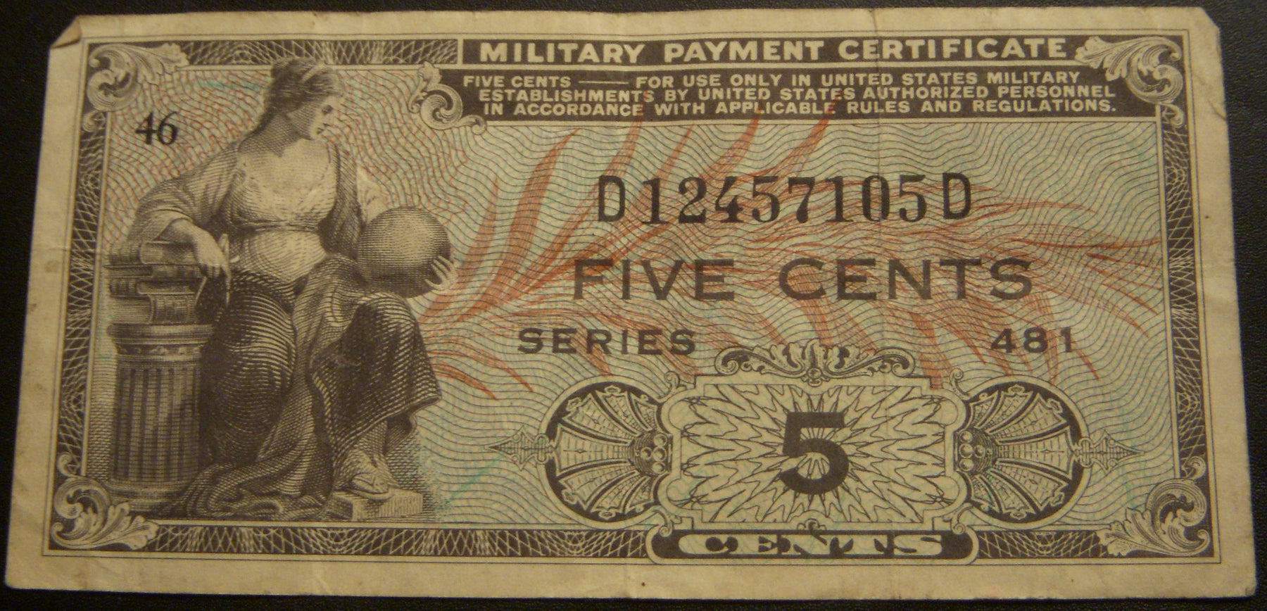 Series 481 - 5 Cents Military Payment Certificate