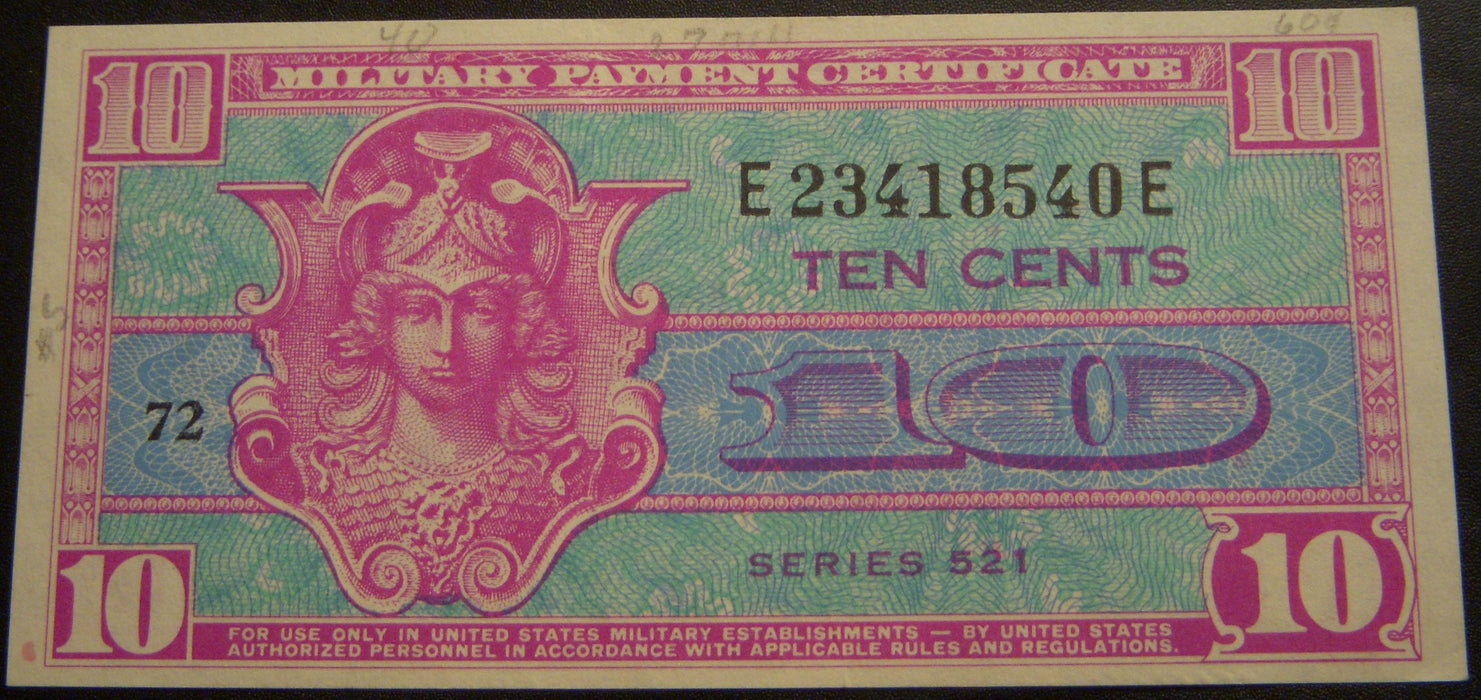 Series 521 - 10 Cents Military Payment Certificate