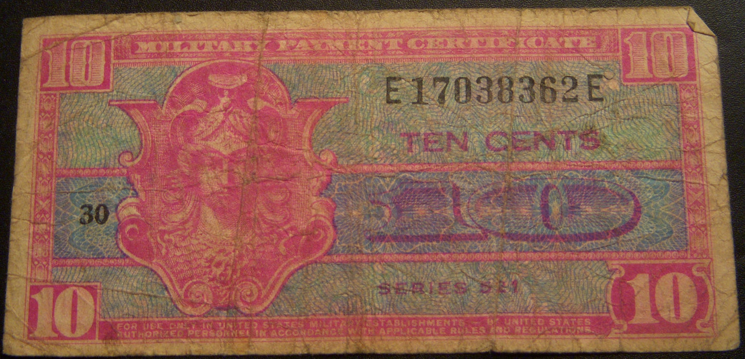 Series 521 - 10 Cents Military Payment Certificate