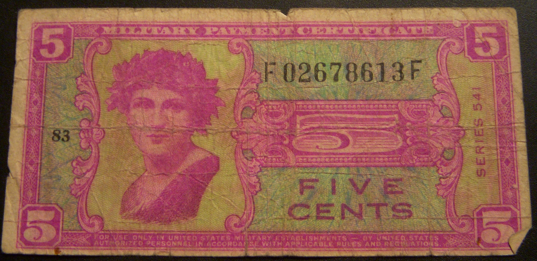 Series 541 - 5 Cents Military Payment Certificate