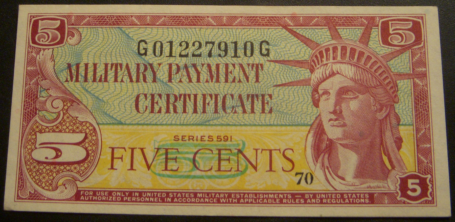 Series 591 - 5 Cents Military Payment Certificate