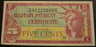 Series 591 - 5 Cents Military Payment Certificate