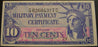 Series 591 - 10 Cents Military Payment Certificate