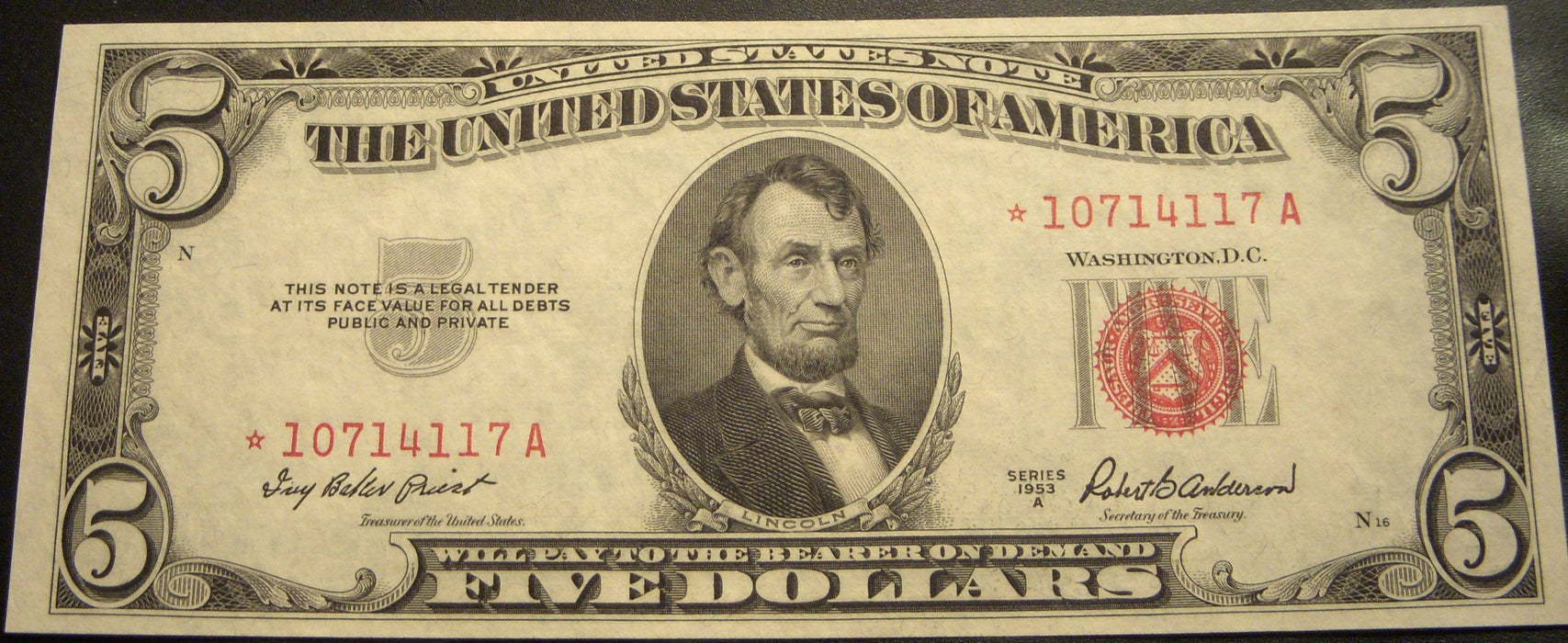 1953A $5 United States Note - FR# 1533* STAR Note