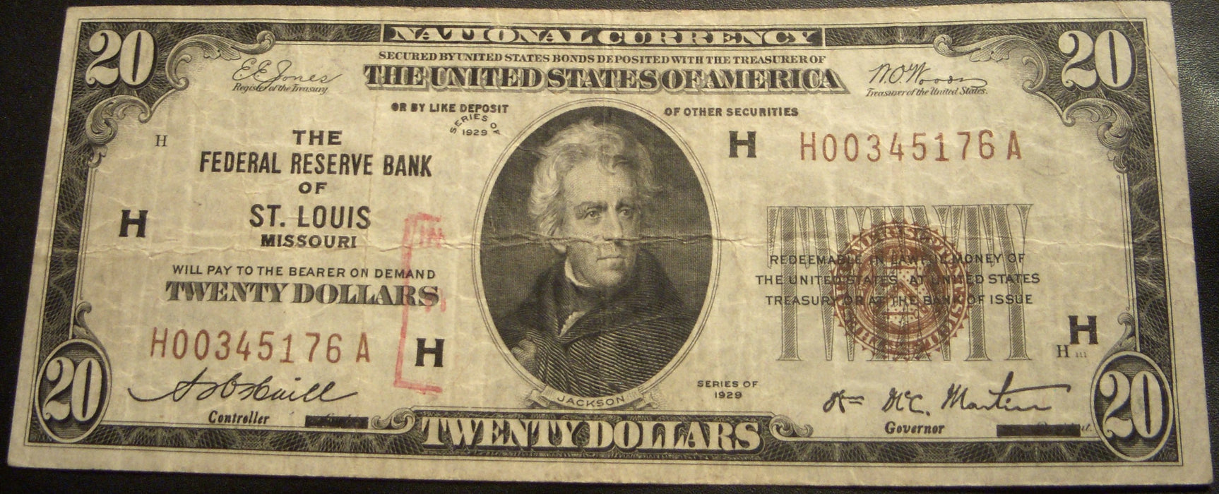 1929 (H) $20 Federal Reserve Note - FR# 1870H