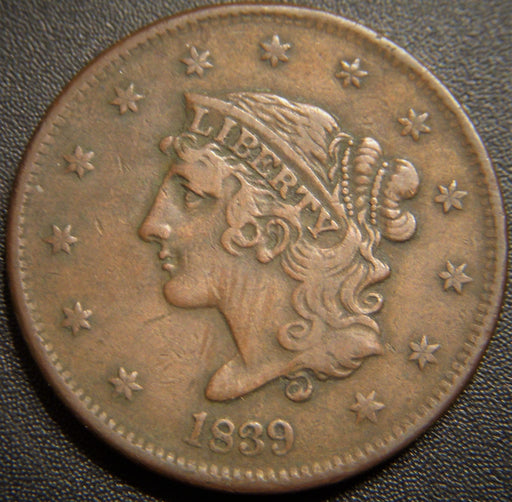 1839 Large Cent - Booby Head Very Fine+