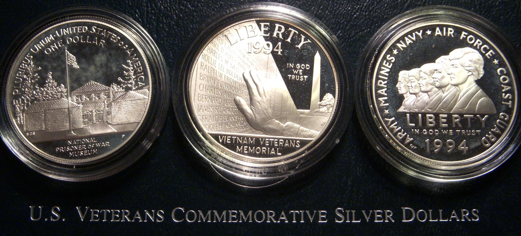 1994-P U.S. Veterans 3pc Silver Dollar Set