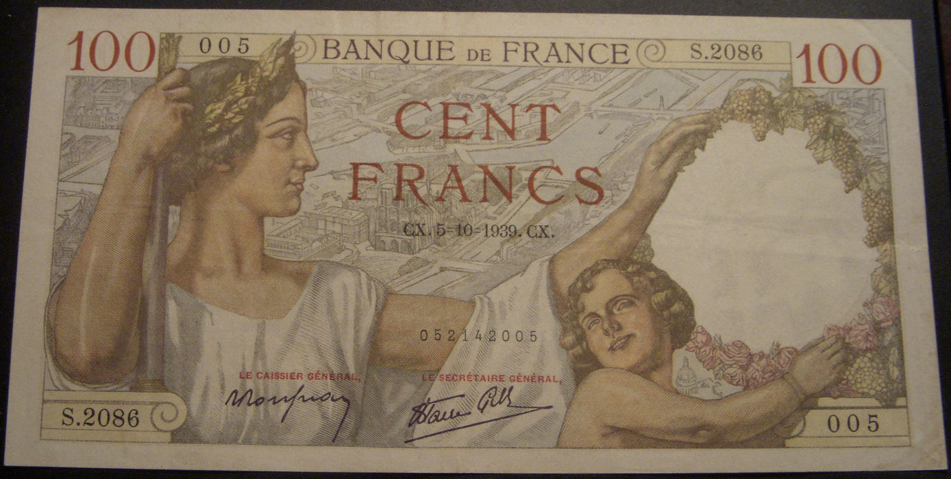 1939 100 Francs Note - France