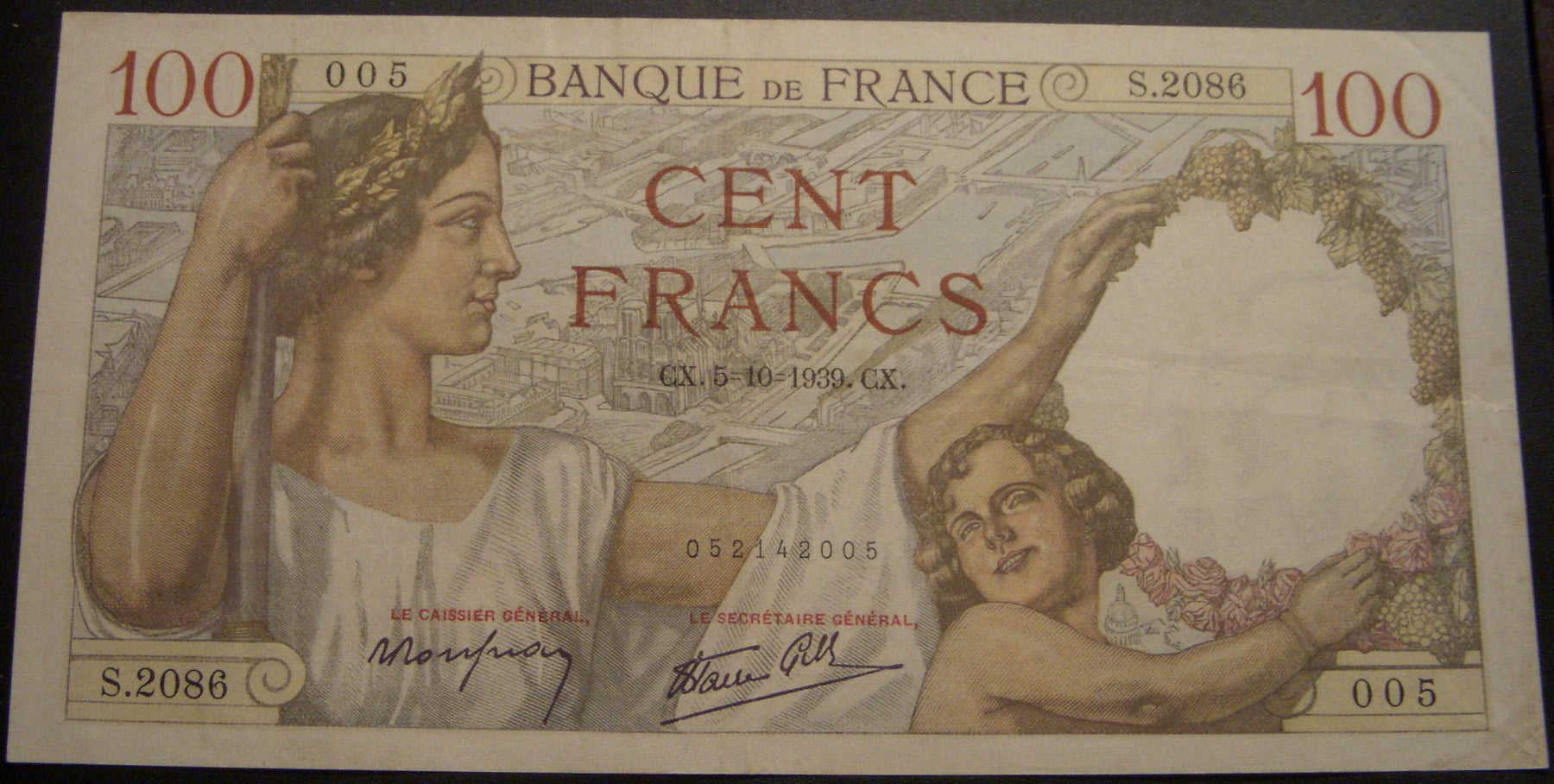 1939 100 Francs Note - France
