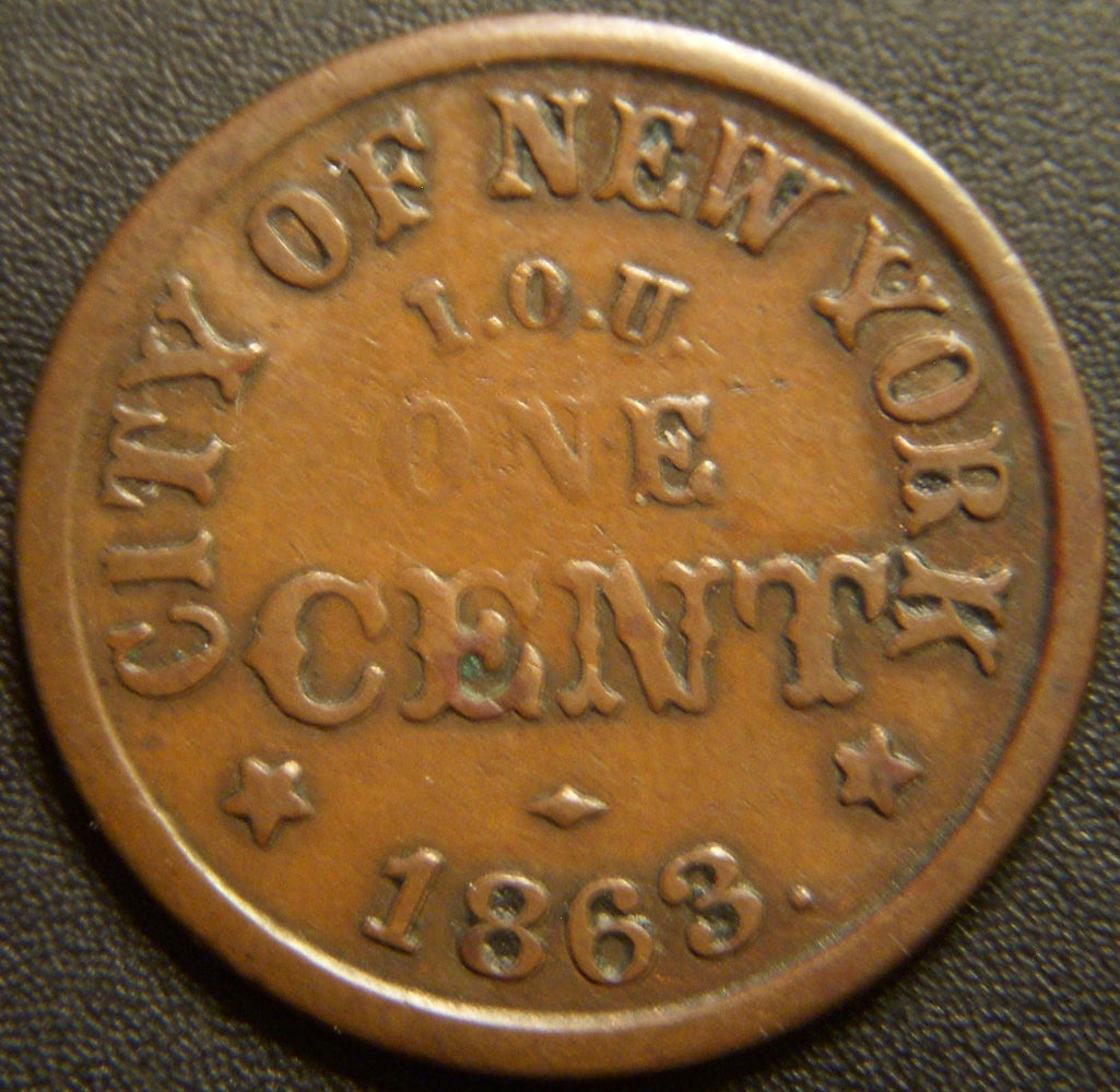 1863 New York / IOU One Cent Civil War Token