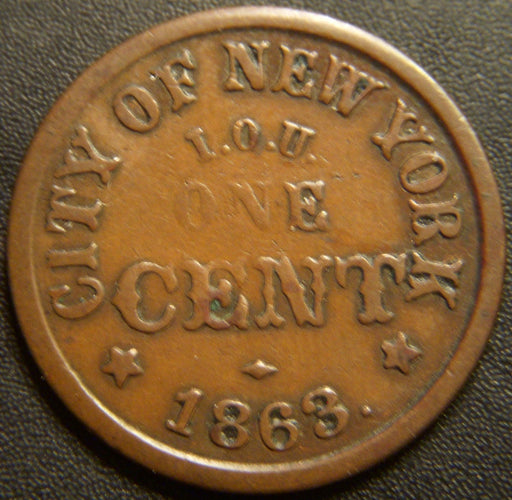 1863 New York / IOU One Cent Civil War Token