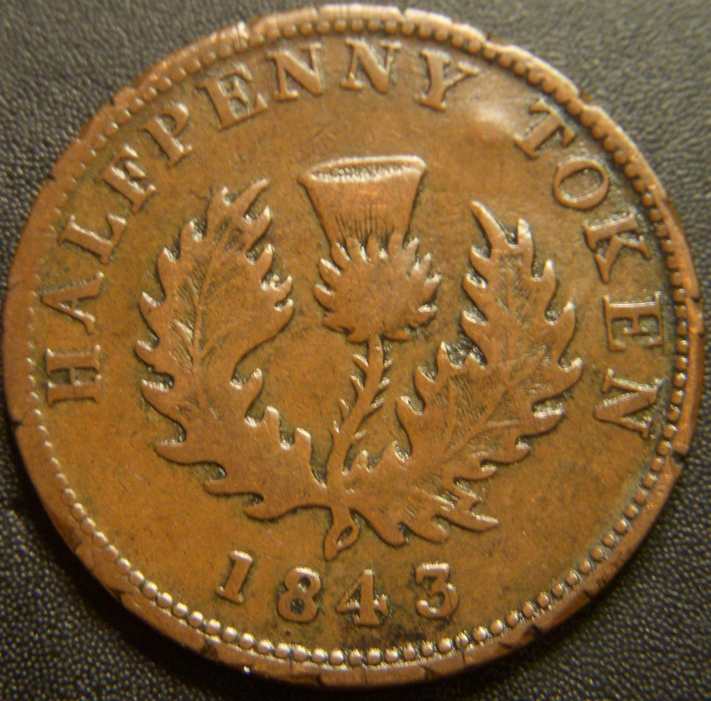 1843 1/2 Penny Nova Scotia Token