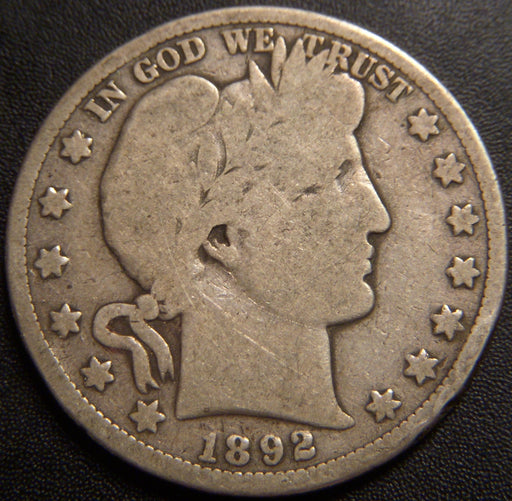 1892-S Barber Half Dollar - Good