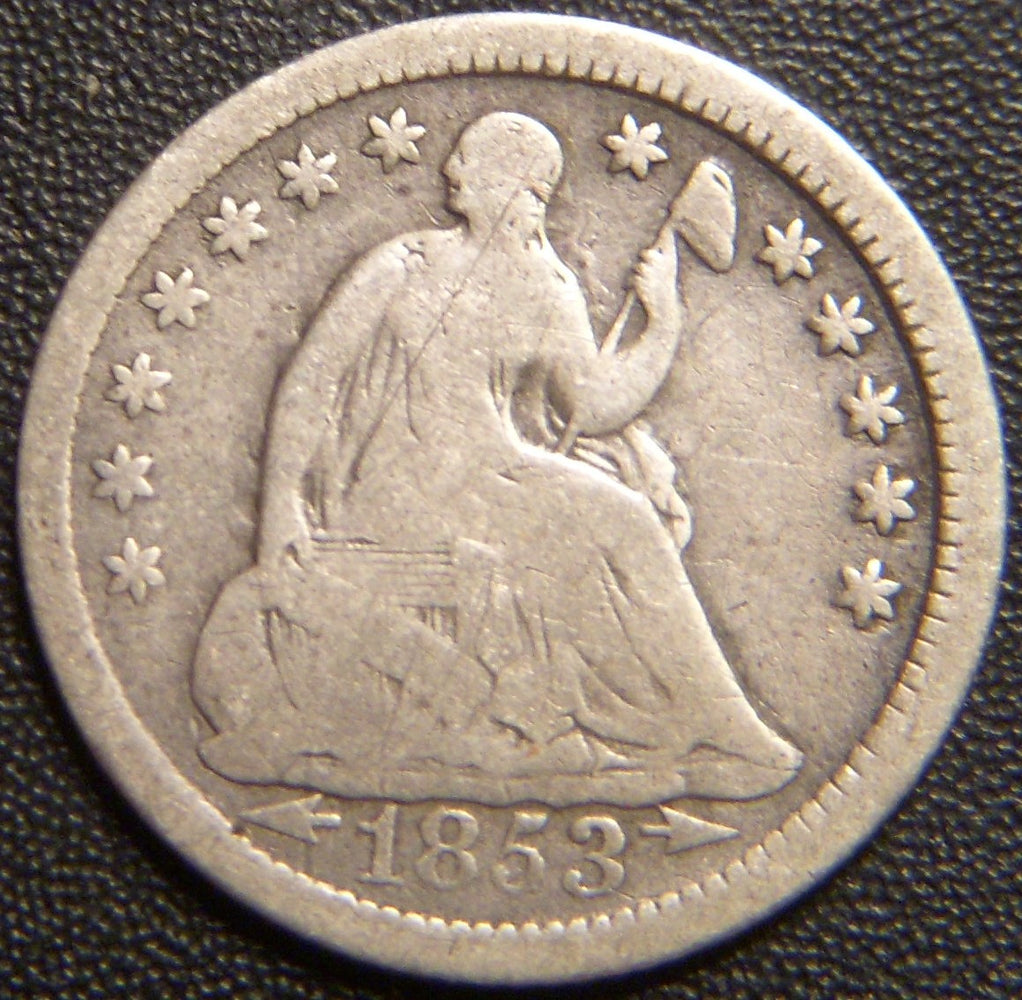 1853 Seated Half Dime - Arrows Good