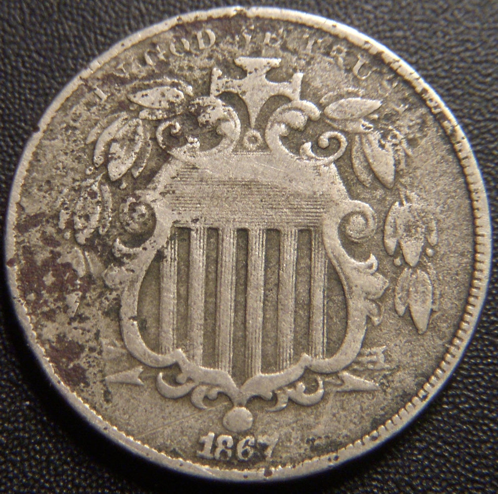 1867 Shield Nickel - No Rays Very Good