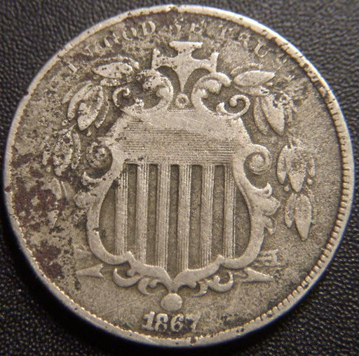 1867 Shield Nickel - No Rays Very Good