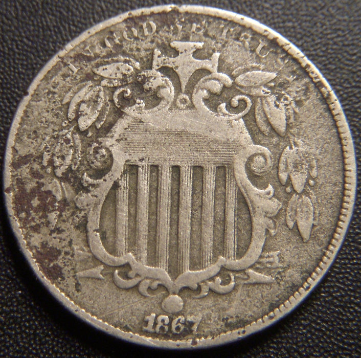1867 Shield Nickel - No Rays Very Good