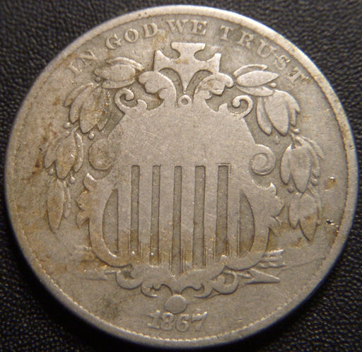1867 Shield Nickel - No Rays Good