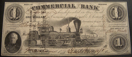 1858 $1 Commercial Bank Note - Terre Haute, IN