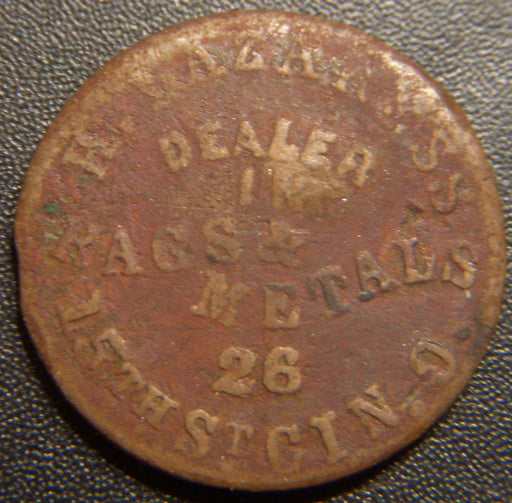 H. Lezaress Dealer Rags & Metals Cincinnati. OH Civil War Token