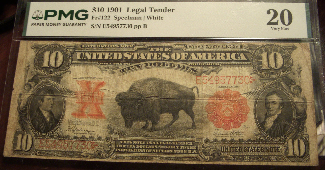 1901 $10 Legal Tender - FR# 122 PMG VF20