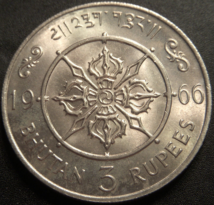 1966 3 Rupee - Bhutan