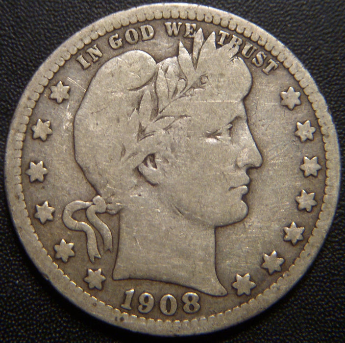 1908-D Barber Quarter - Very Good