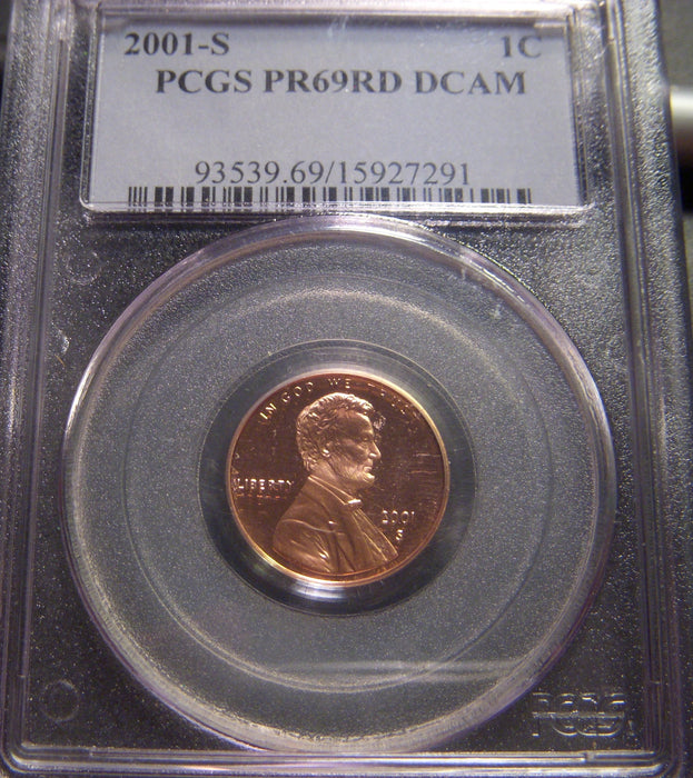 2001-S Lincoln Cent - PCGS PR69RD DCAM