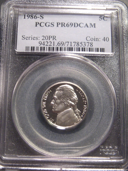 1986-S Jefferson Nickel - PCGS PR69DCAM
