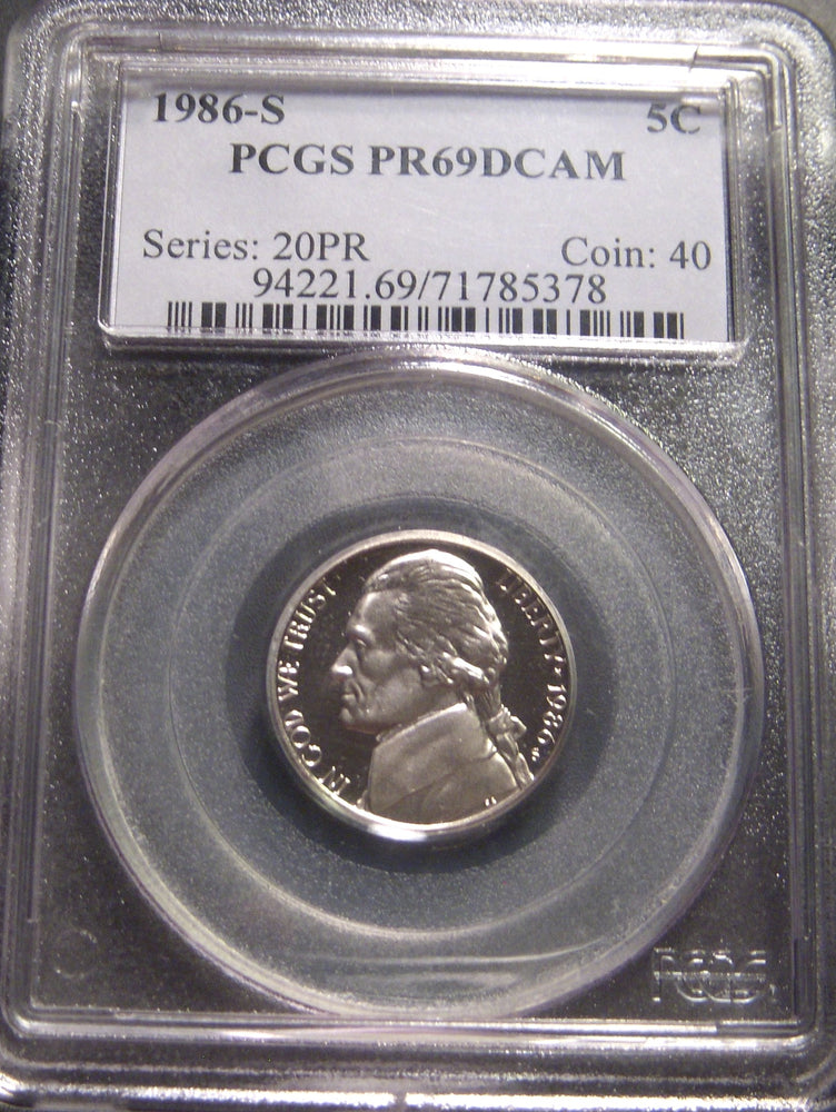 1986-S Jefferson Nickel - PCGS PR69DCAM