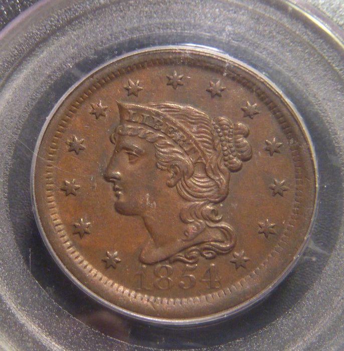 1854 Large Cent - PCGS AU55