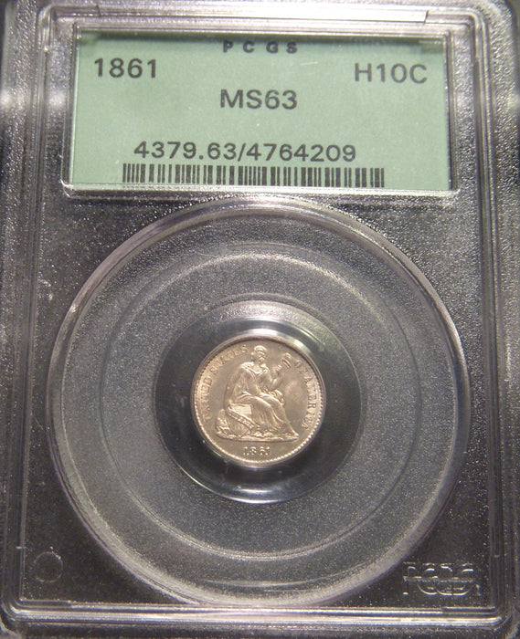 1861 Seated Half Dime - PCGS MS63