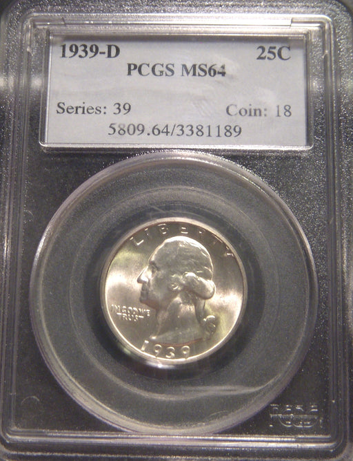 1939-D Washington Quarter - PCGS MS64