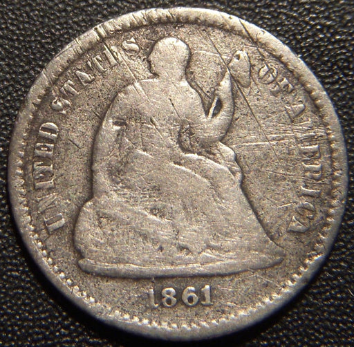 1861 Seated Half Dime - Good