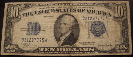 1934C $10 Silver Certificate - FR# 1704