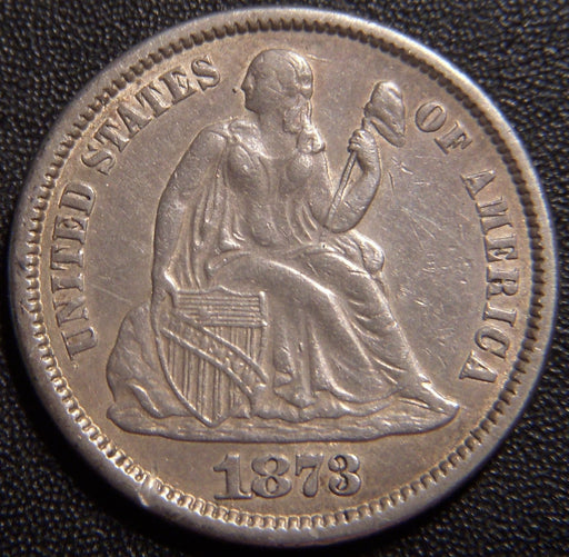 1873 Seated Dime - No Arrows Closed 3 Extra Fine