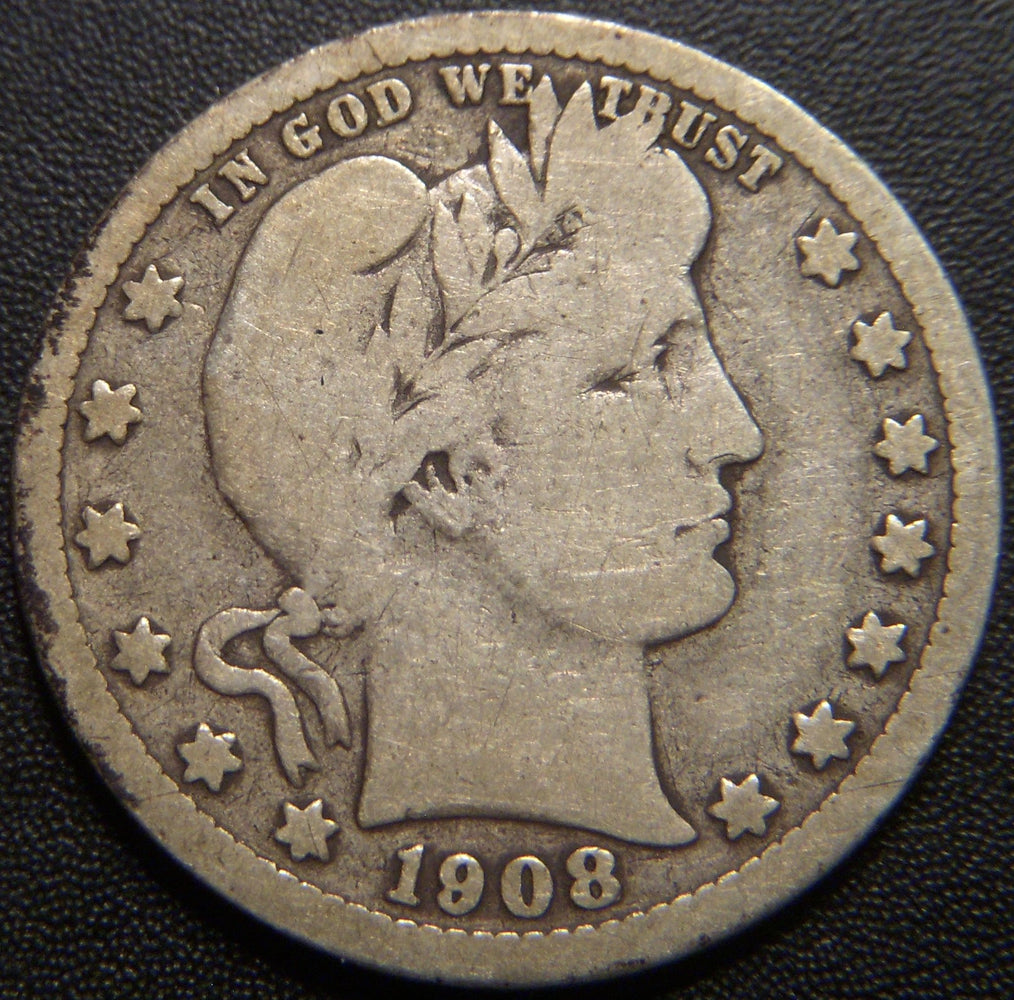 1908-D Barber Quarter - Very Good