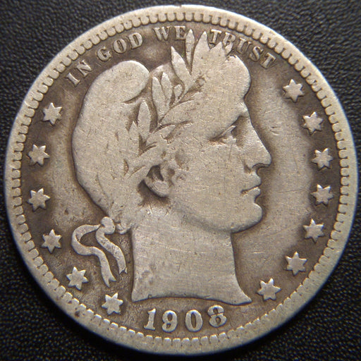1908-S Barber Quarter - Very Good