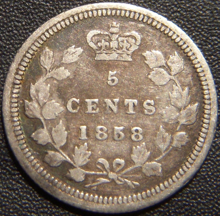 1858 Canadian Silver Five Cent - Large Date VG