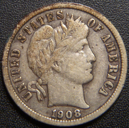 1908 Barber Dime - Fine