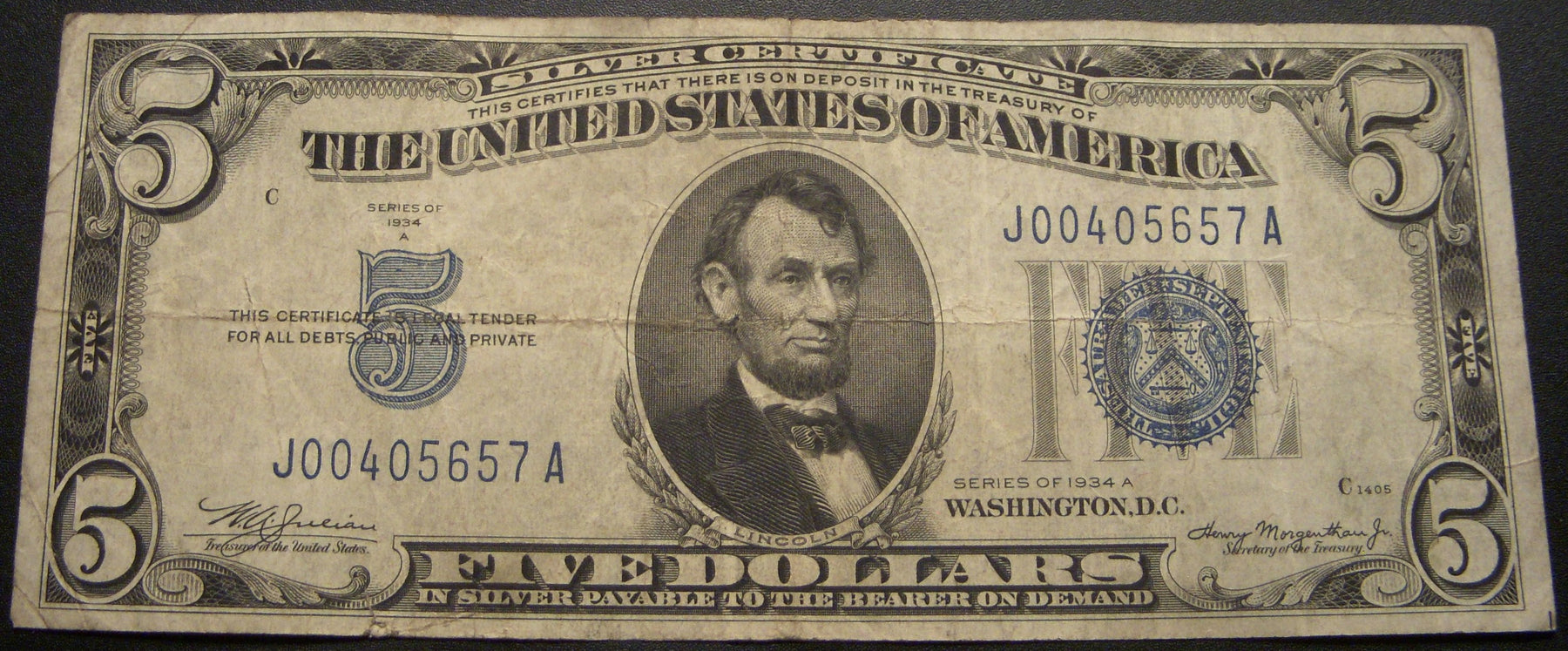 1934A $5 Silver Certificate - FR# 1651