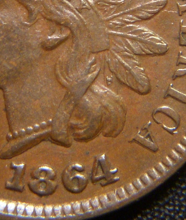 1864L Indian Head Cent - Extra Fine