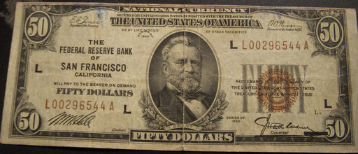 1929 (L) $50 Federal Reserve Bank Note - FR# 1880L