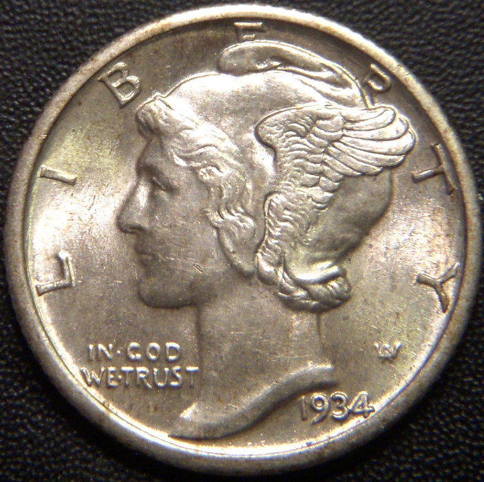 1934 Mercury Dime - AU