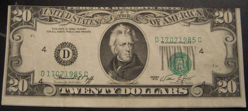 1974-D $20 Federal Reserve Note - Off Center Print FR# 2071D