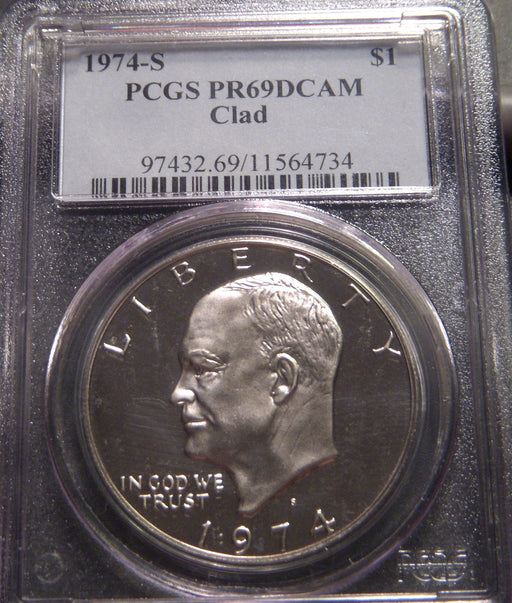 1974-S Eisenhower Dollar - PCGS PR69DCAM Clad